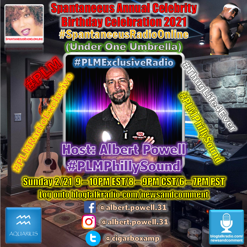 NewsCommentPod's tweet photo. Join us tomorrow Sunday February 21st @ 9p ET/8p CT as #SpantaneeusRadioOnline kicks off Spantaneeus' Annual Celebrity Birthday Celebration 2021. Your host will be #PLMPhillySound host
@cigarboxamp
#Podcast #PLMRadioExclusive You can hear the show here>https://t.co/yWo3o32seZ https://t.co/5GdDpA8Mzi