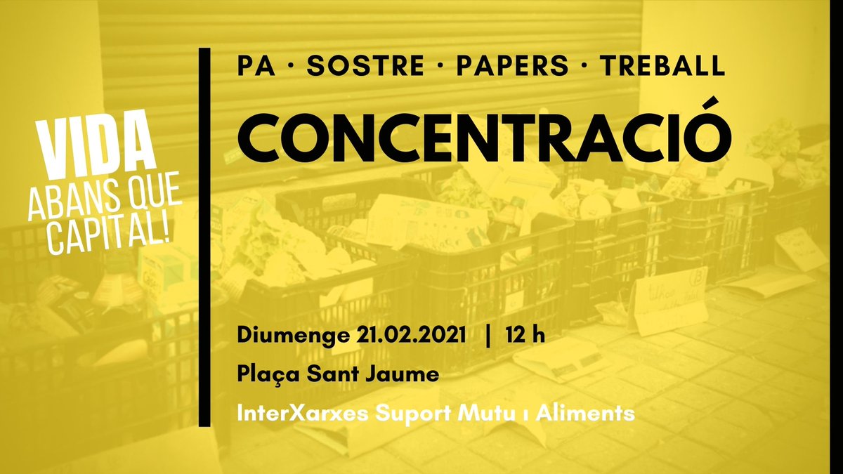 Avui les xarxes sortim per alçar la veu.
Solidaritat, organització i suport mutu

📌 Metro LLucmajor 🕖 11h
📌 Pl. Sant Jaume 🕖 12h

#interxarxesbcn
#vidaabansquecapital
#xarxessuportmutubcn