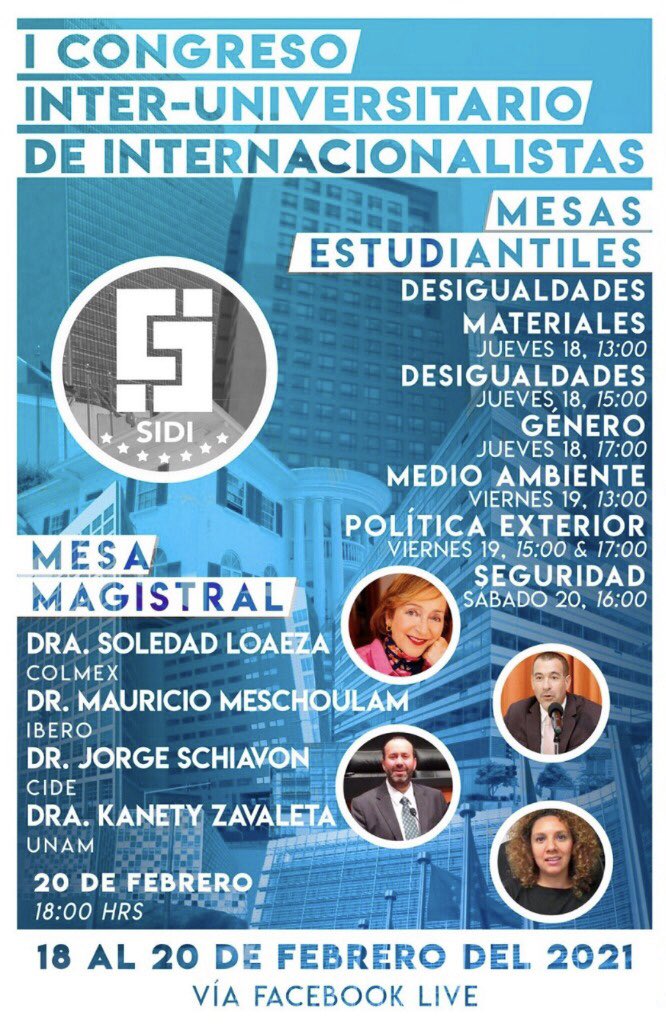 Para finalizar nuestras actividades celebraremos nuestra mesa magistral a las 6:00 pm. 🕊🌐Contaremos con la participación de:

<a href="/LoaezaSoledad/">Soledad Loaeza</a> 
<a href="/maurimm/">Mauricio Meschoulam</a> 
<a href="/jorgeschiavon/">Jorge Schiavon</a> 
@sandrakane 
 
Moderará: Paula Ibarra (UNAM)

Síguenos en: facebook.com/SIDIMEXICORI/v…