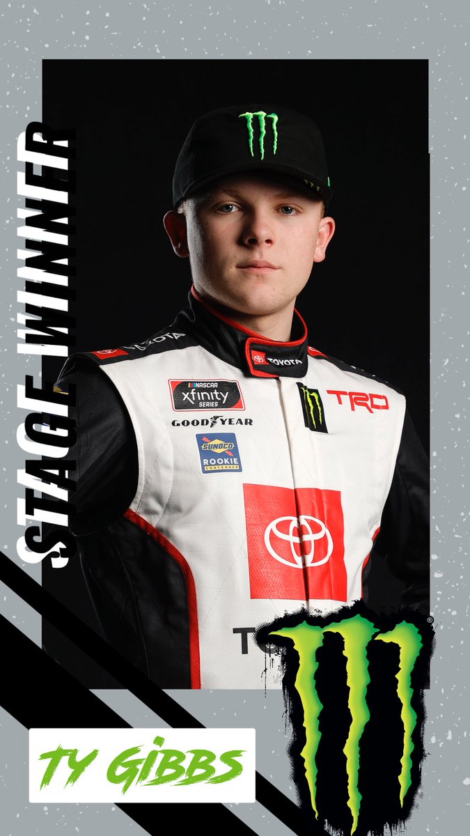 JoeGibbsRacing's tweet image. Stage 2 - WINNER - @TyGibbs_ 

@MonsterEnergy | #TeamToyota