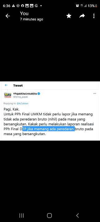 MiraSiMichan's tweet photo. @kring_pajak min, kalo umkm yg dapet fasilitas insentif pph final dtp di 2020 kmrn kan tdk perlu mengajukan kembali ya,otomatis dapet asalkan kasi lap realisasi. tp kalo di des dan jan 2021 ga ada omset, trus masih ingin insentif itu di 2021, tetap tidak harus lapor realisasi ya? https://t.co/8I9i2PKgKq