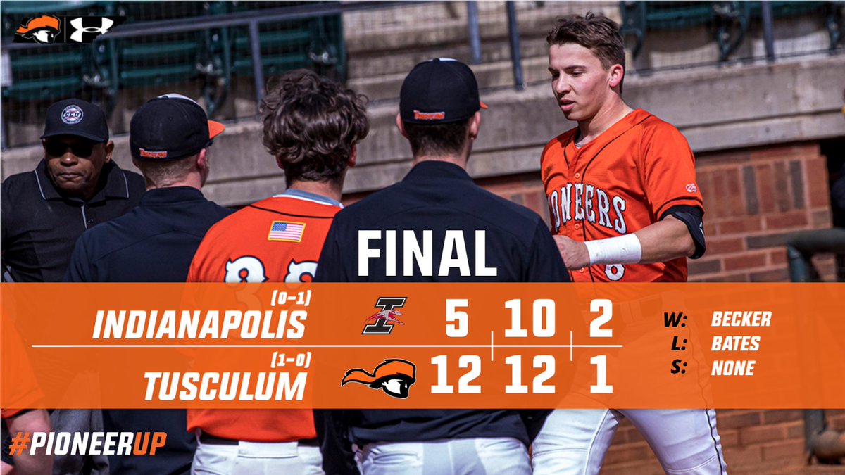 TusculumSports's tweet photo. PIONEERS WIN! Chase Wullenweber goes 3-for-4 at the plate with a 3-run home run and Gunner Becker tosses seven scoreless innings to give @TusculumBSB a win in its 2021 season opener against UIndy! #WeArePioneers #PioneerUP https://t.co/E03lOP2aBD