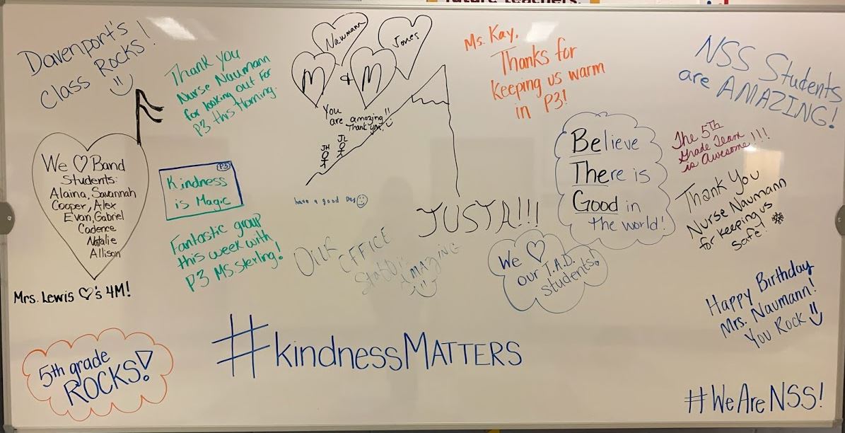Success here at North Salisbury Elementary School comes from supporting the accomplishments and success of each other. We celebrated Kindness Week with a kindness board staff and students filled with kind words. #WeareNSS #ES5 #EDLD510S21