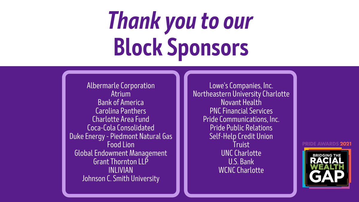 We truly appreciate all our Block Sponsors for your support of #PrideAwards2021! Please check out this list of honorable supporters!
#PrideWealthTalk2021