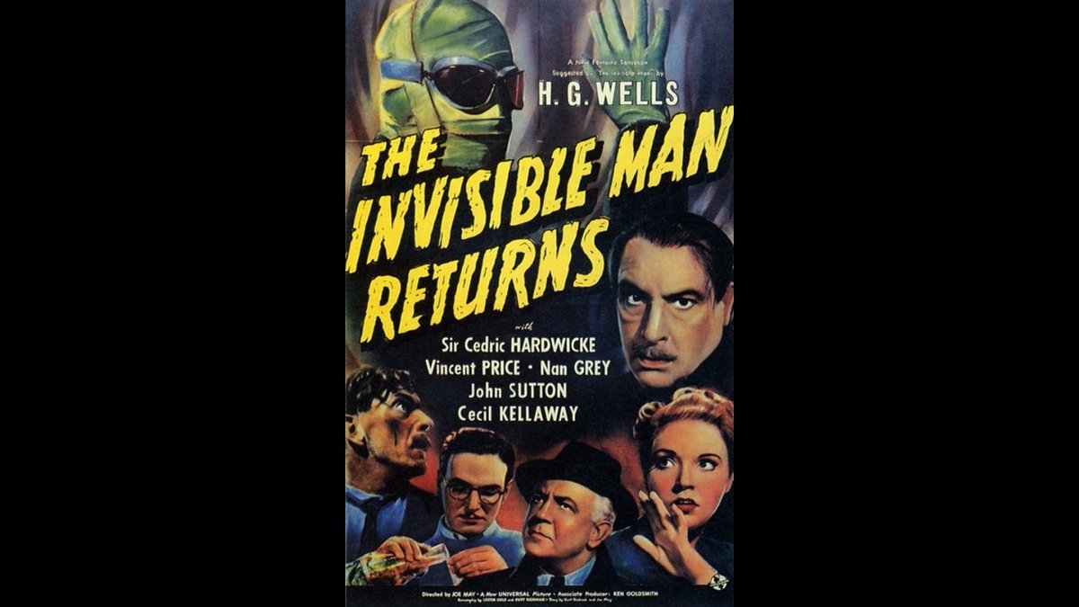 Doing something tonight I haven't done in a while. Tuning in to @Svengoolie for a great classic horror flick. The Invisible Man Returns staring none other than the great Vincent Price.  #VincentPrice #ClassicHorrorMovies #HorrorCommunity #familyfun #HorrorFamily #HorroFan