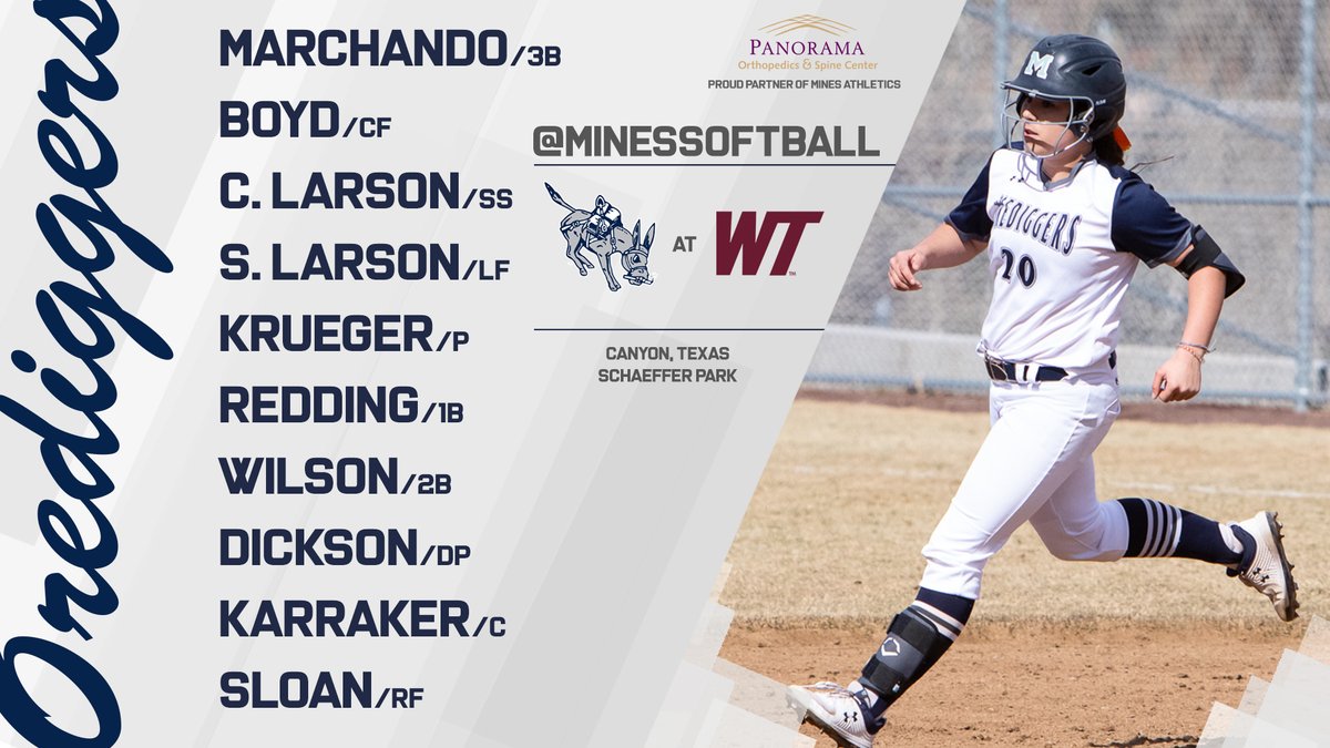 MinesAthletics's tweet photo. Second game of the day for @minessoftball as they take on the hosts West Texas A&amp;M under the lights! Live:

📺 (PPV) https://t.co/FRxKtQvojv
📊 https://t.co/G7pg351XIq
🐦 @minessoftball https://t.co/7yaED1WooR
