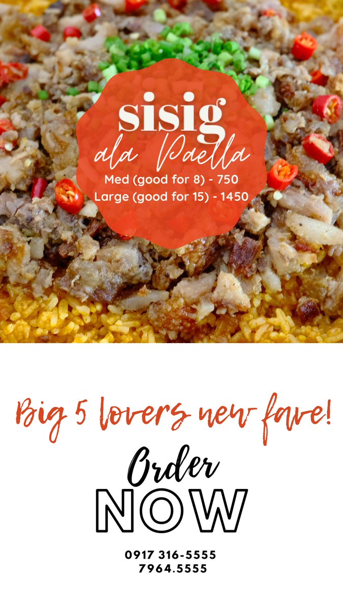 big5delivery's tweet photo. Perfect meal for the family. Sisig ala Paella. Big 5 lovers new fave!  😊 https://t.co/3H6iNd5TMd