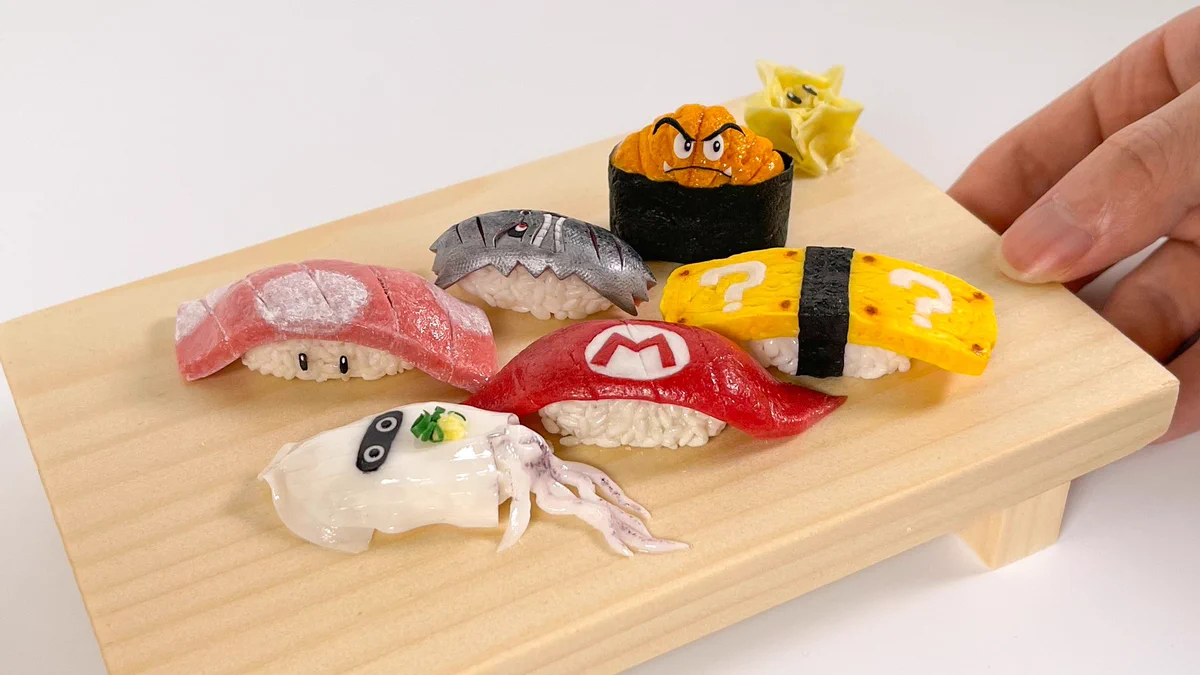 本当に食べられそうなリアルさ！樹脂粘土で作ったというマリオ要素が詰め込まれたお寿司！