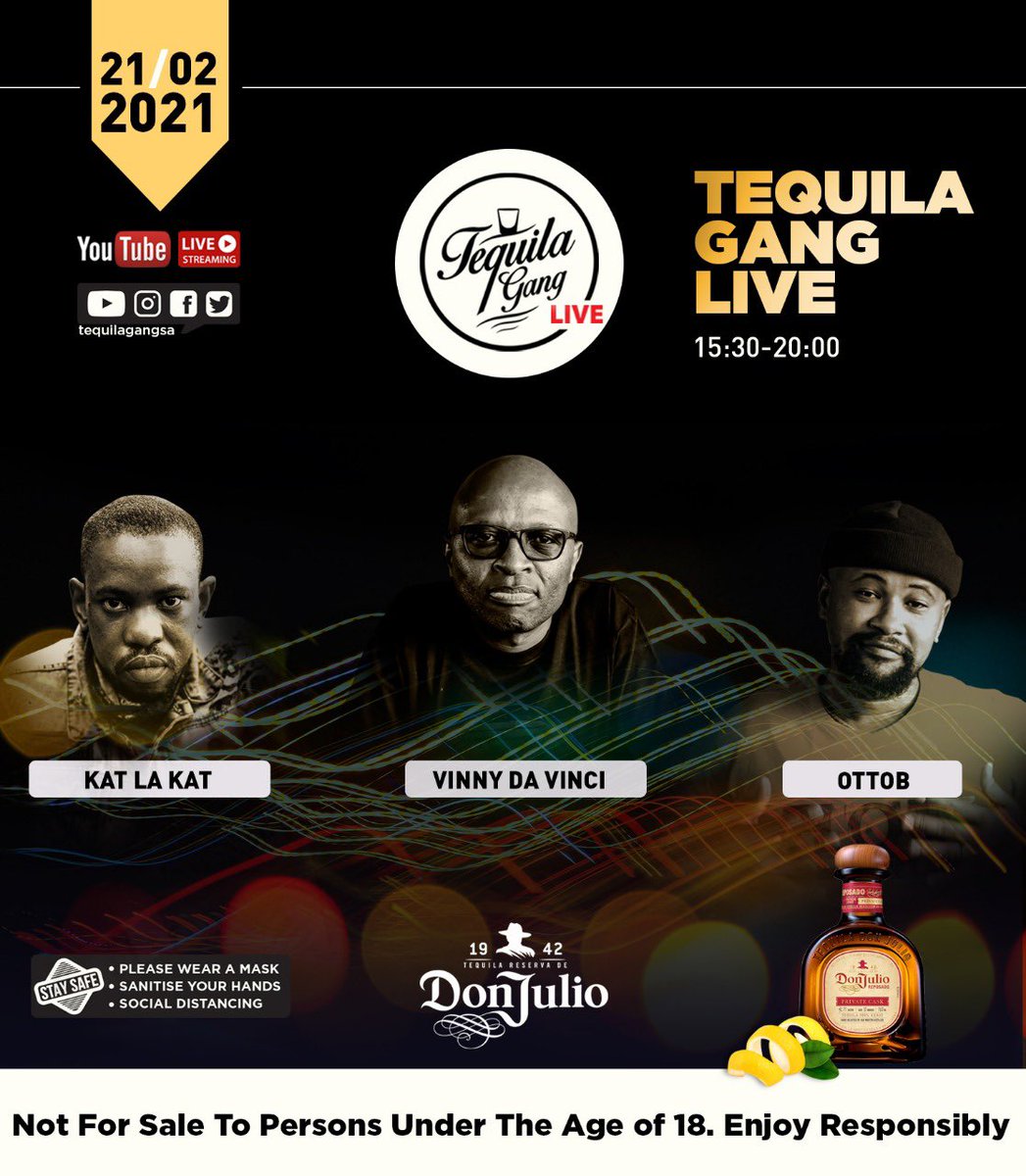 mathata_dj's tweet image. What a Sunday its gonna be today featuring:

15h30 - 17h00 @OttoB_ 
17h00 - 18h30 @Katlakat 
18h30 - 20h00 @VinnyDaVinci 

Live Streaming ONLY on YouTube - Subscription Link: youtube.com/c/TequilaGangSA 

#TequilaGangSA 
#TGSA
#GangOfHope
#QualityMusicQualityContent