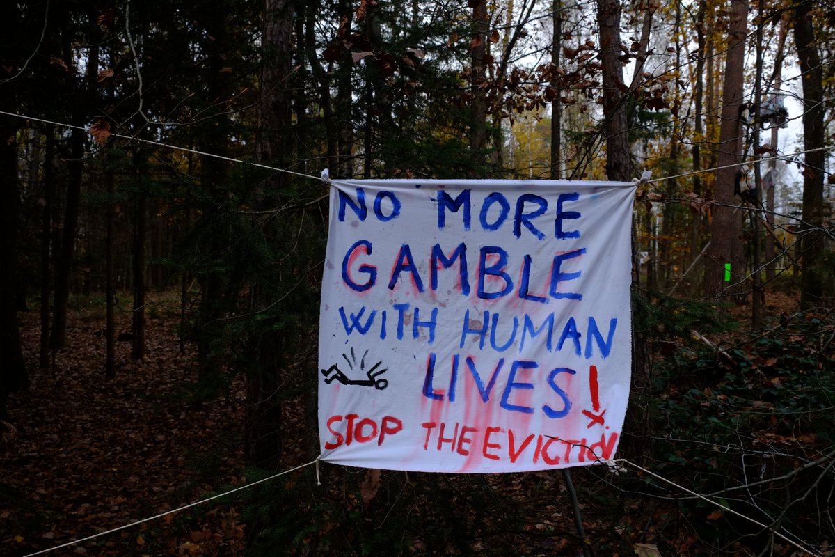 "No more gamble with #human lives! Stop the #eviction!" | "Der Atem der #Bäume schenkt uns #Leben!" | "Gefangene befreien!" | "Bonzen und #Kapital vertreiben - #Danni, #Hambi &amp; #AlleDoerferBleiben! #Swingforce <a href="/Swing4ce/">Swingforce</a>  <a href="/keinea49/">Stimmen aus dem Dannenröder Wald</a> #DannenröderWald November 2020