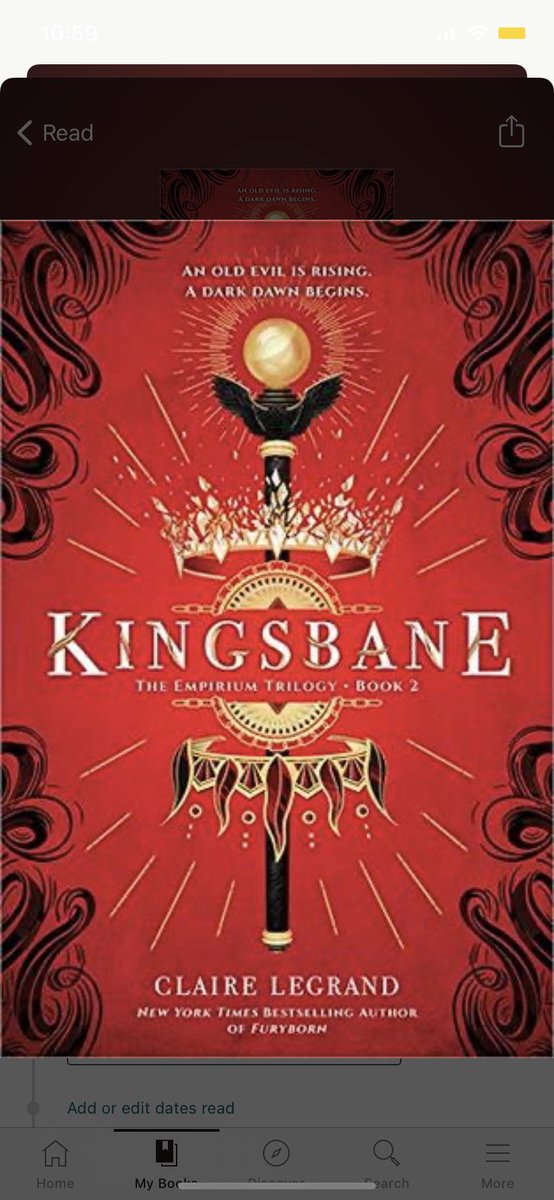 31/2021 KINGSBANE. Still not sure if I like it or not but I’ll finish the trilogy.  #caitreads