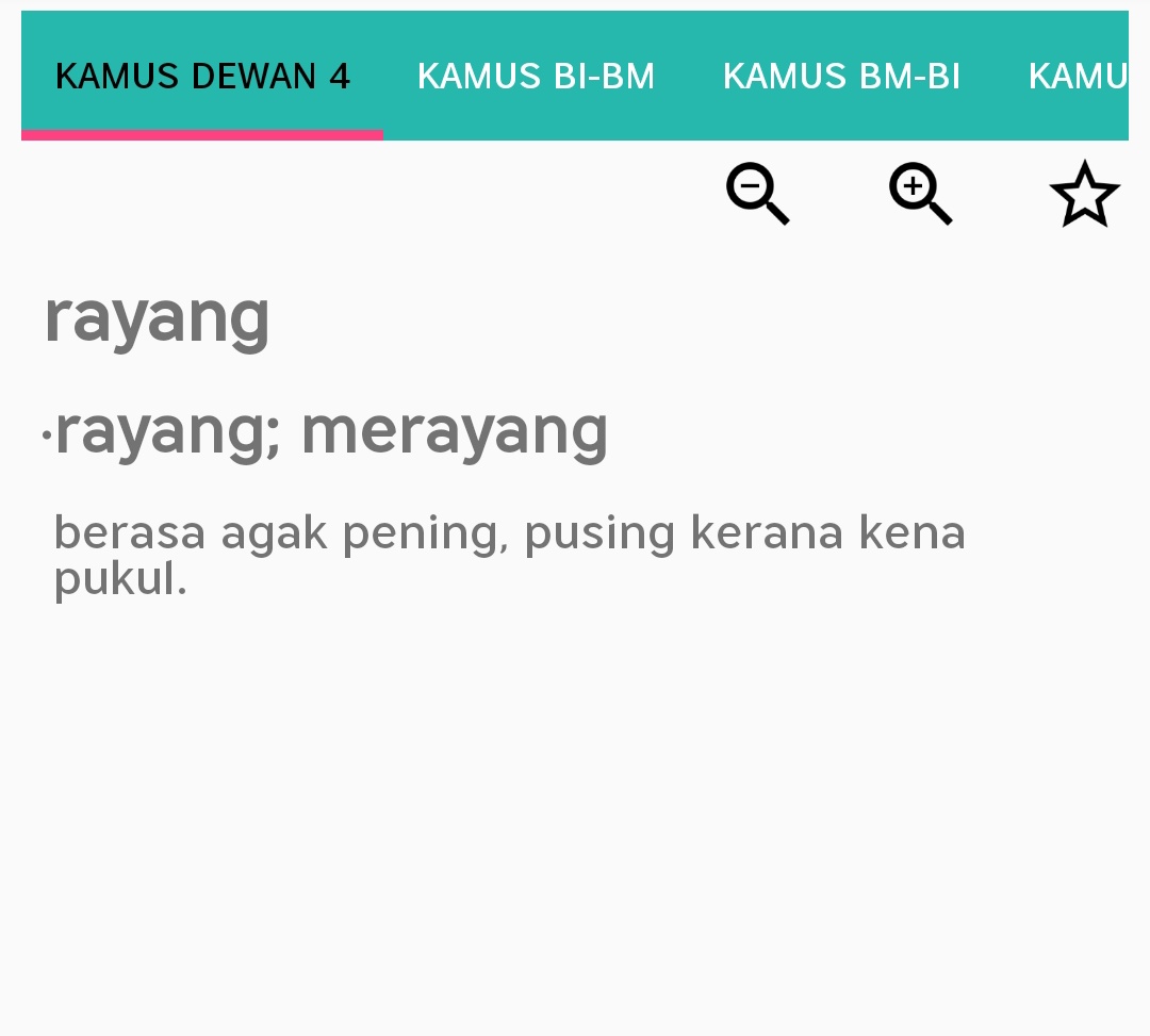 #kosakatabahasamelayu 

rayang, merayang = berasa pening kerana dipukul