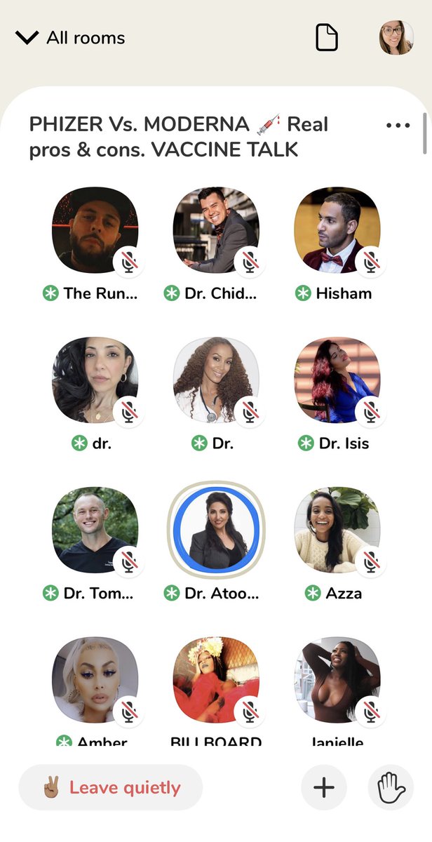 Le bon côté pour moi sur #clubhouse: rejoindre des talks avec des pros (docteurs dans ce cas-ci) sur des sujets super pertinents. 😍 Un peu chaotique par moments, mais vraiment intéressant et instructif.