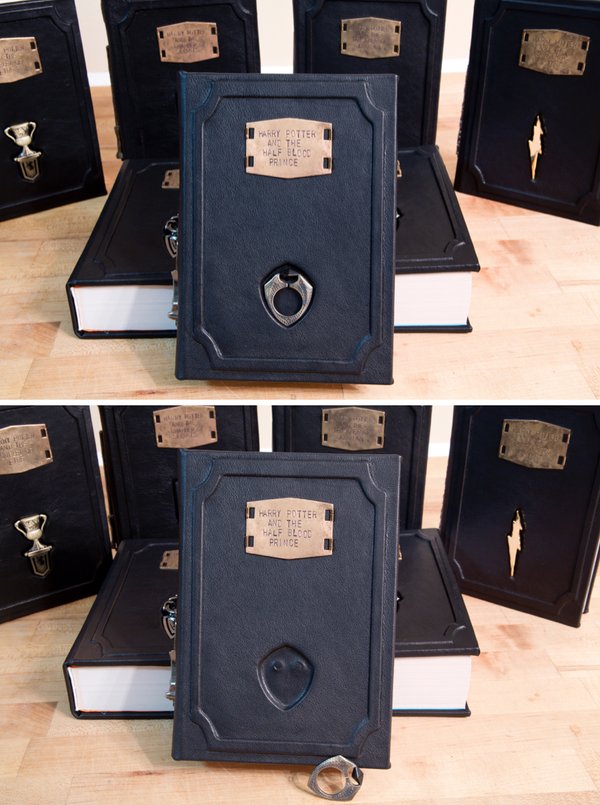 PotterWorldUK's tweet photo. Leather bound Harry Potter books with removable Horcrux bookmarks 

Cr: PeskyCatPapercraft https://t.co/s9RBzbVDtn
