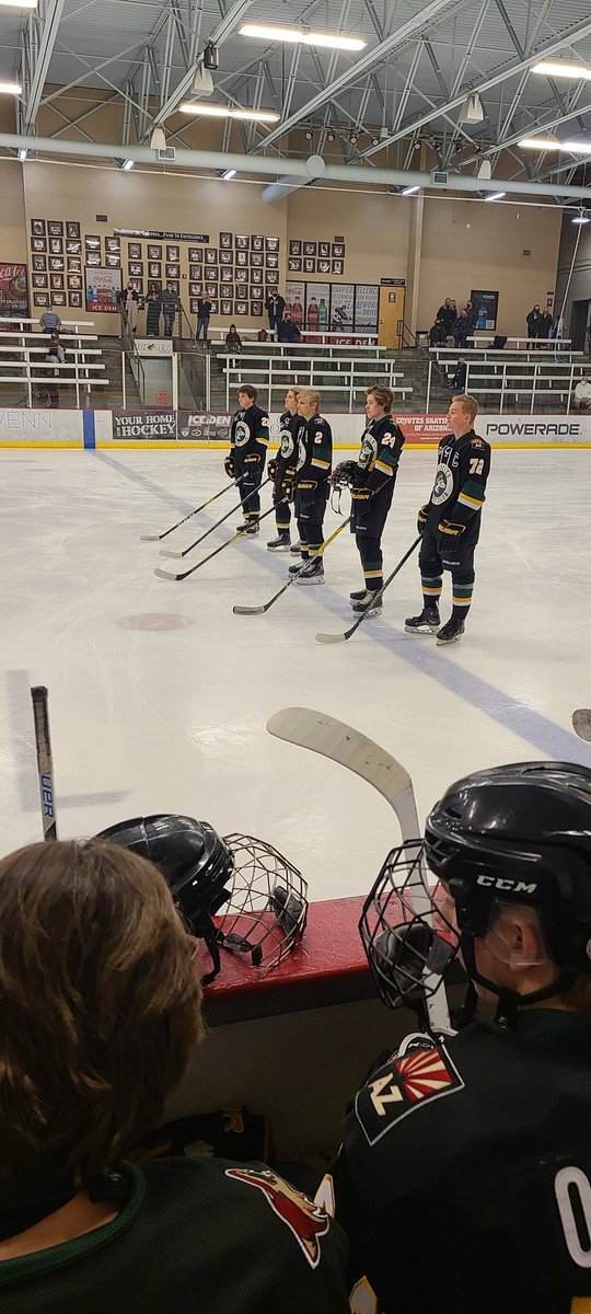 Great game vs Chaparral! Tough to end the Season in a shoot out, but we played our best game of the year. Sorry our Seniors had to end their career with a loss. Captain Michael Besendorfer, Jayden Olson, Assistant Thomas Kariniemi, Samuel Stipe and Alec Toppenberg. #GoDawgs