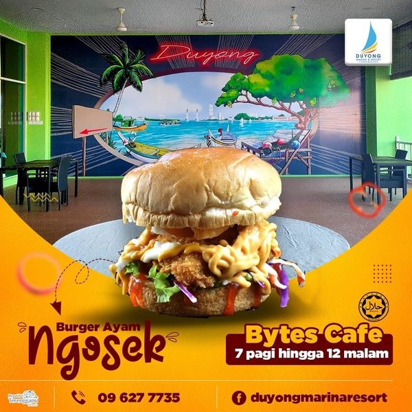 TrgTourism's tweet photo. BYTES CAFE KEMBALI BEROPERASI !!!
.
Nikmati hidangan menu yg lazat ditemani pemandangan yg indah. Semestinya di Bytes Cafe, Duyong Marina &amp; Resort, Pulau Duyong, Kuala Terengganu.
.
Lokasi : https://t.co/Yw7QfuCrPp
Talian : 096277735

#bytescafe #duyongmarinaresort #supportlocal https://t.co/orJmcGuBbI
