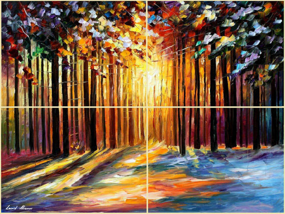 SUN OF JANUARY - SET OF 4 — PALETTE KNIFE Oil Painting On Canvas By Leonid Afremov afremov.com/sun-of-january…