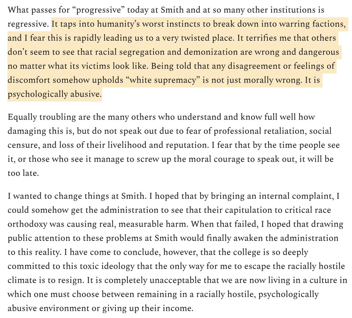 Melissa Chen On Twitter Please Read Jodi Shaw S Smith Surge Resignation Letter From Smith College Where She Was Subjected To Racial Hostility Discrimination Under The Guise Of Professional Training She Refused A