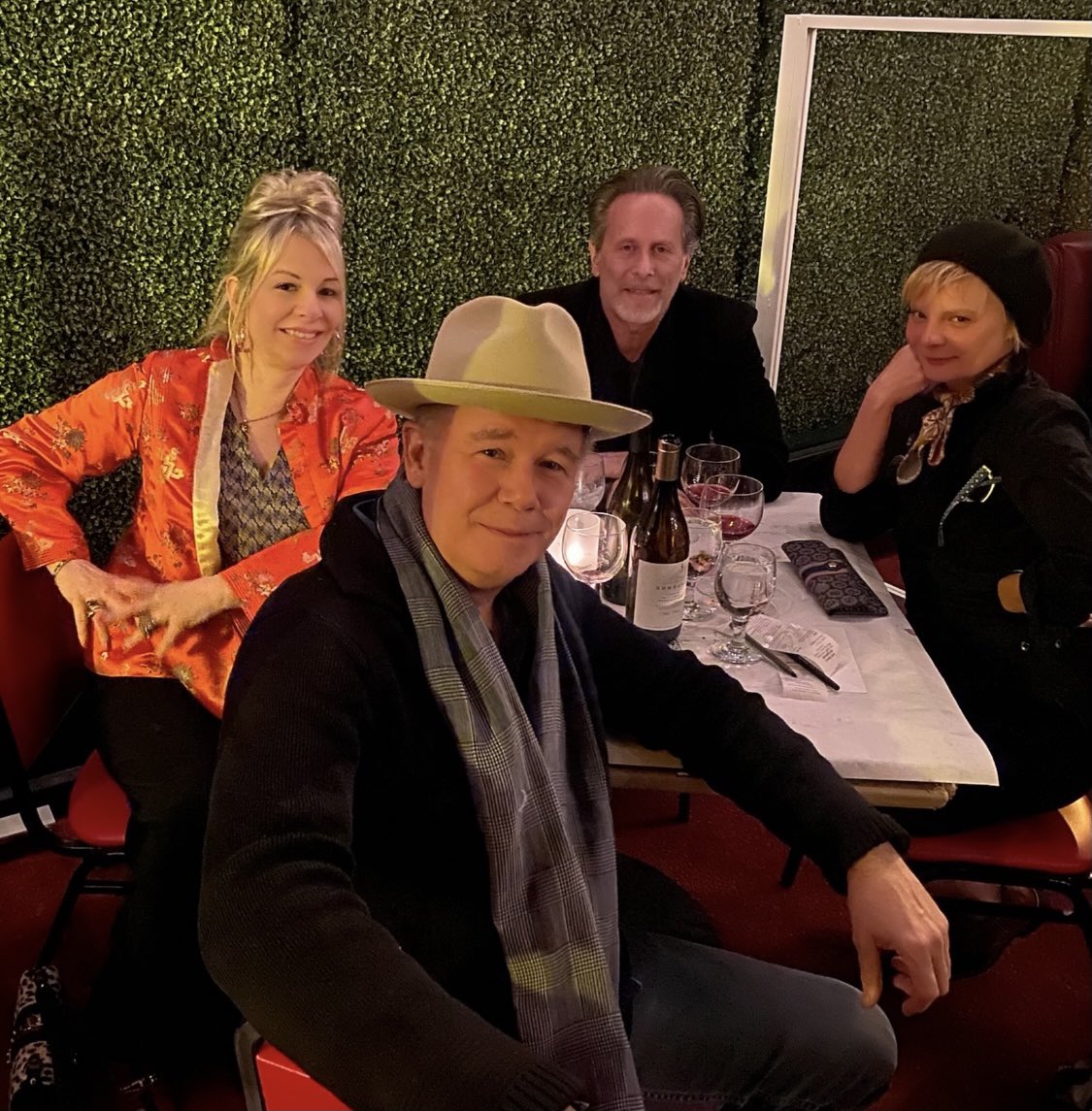 Nothing could keep me away from this crew or my favorite restaurant #MarthaPlimpton, @1SpencerGarrett & #StevenWeber at #DanTanas. We’re actually sitting in an encased plexiglass pod in a driveway towards the back alley, and yet there’s no place else I’d rather be.