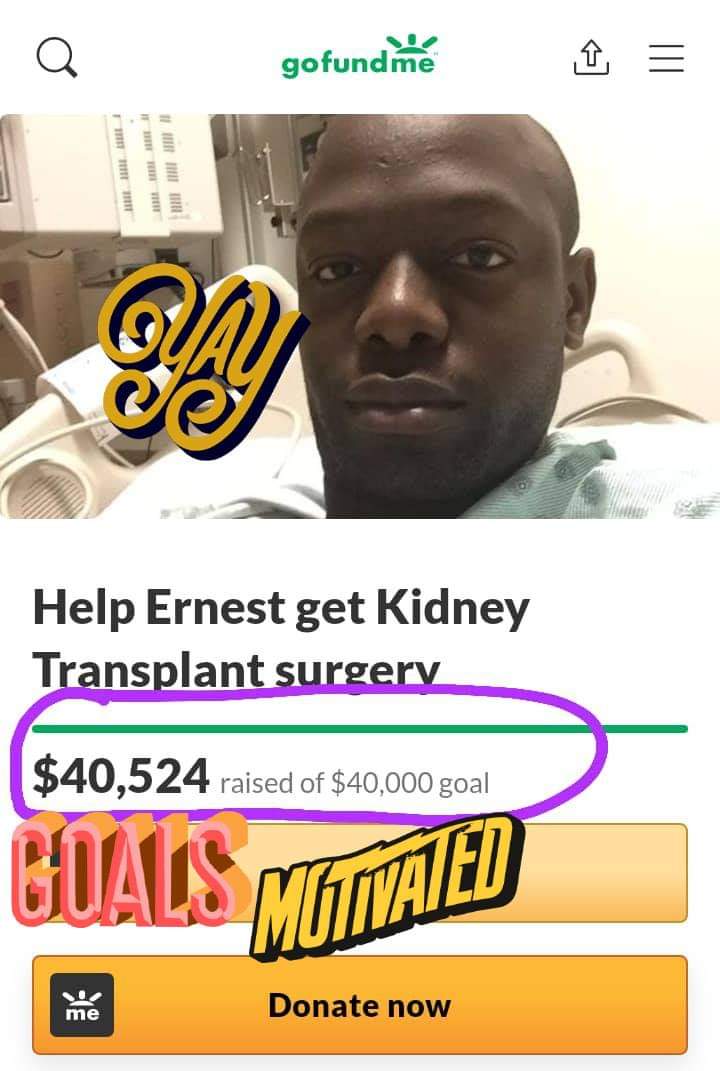 We have successfully raised USD $40,000 for Ernest Chongo's kidney transplant. A million thanks to everyone who made a donation. Ernest will soon travel to India together with his kidney donor. Let's continue going all out for each other. #TogetherWeCan