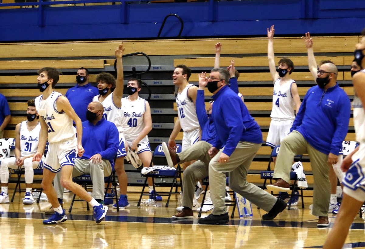 SchuckSports's tweet photo. When @jackrupert21 hit his fourth straight 3-pointer in the third quarter Saturday night, the @QHSBASKETBALL bench erupted. https://t.co/iRW2vIEh9R