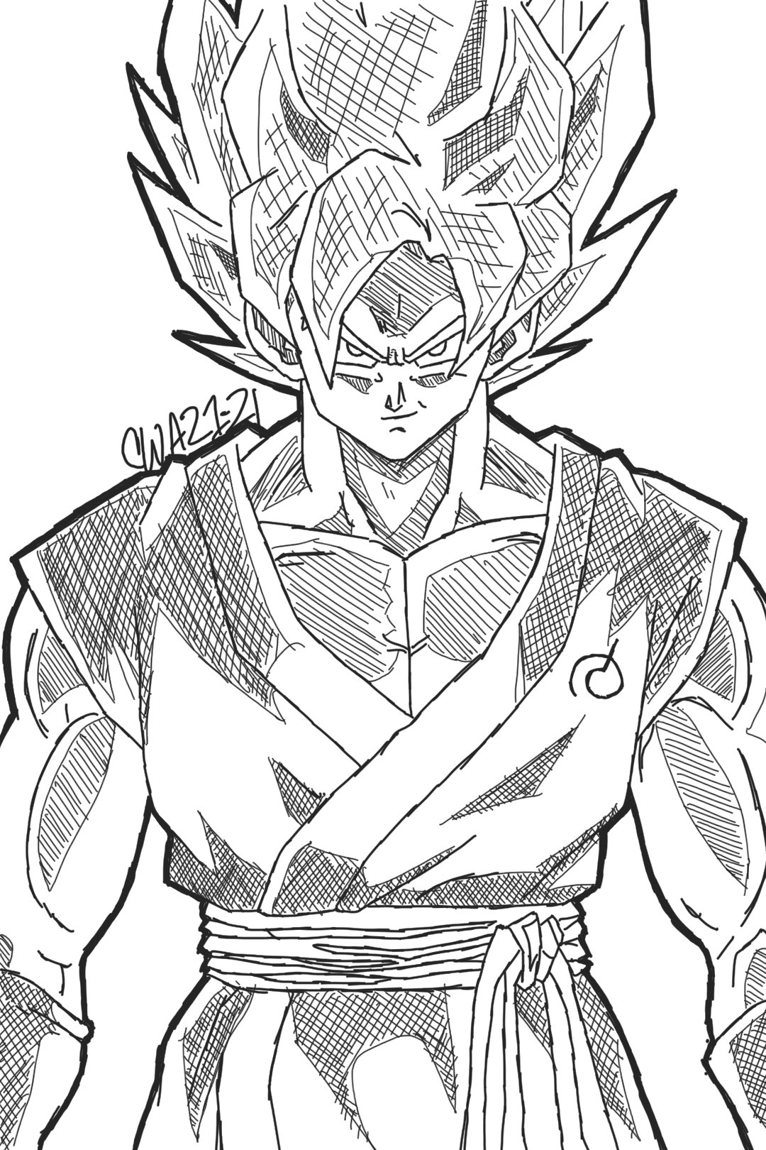 Kakarot – Son Goku – Dragon Ball Z Charcoal Drawing Manga