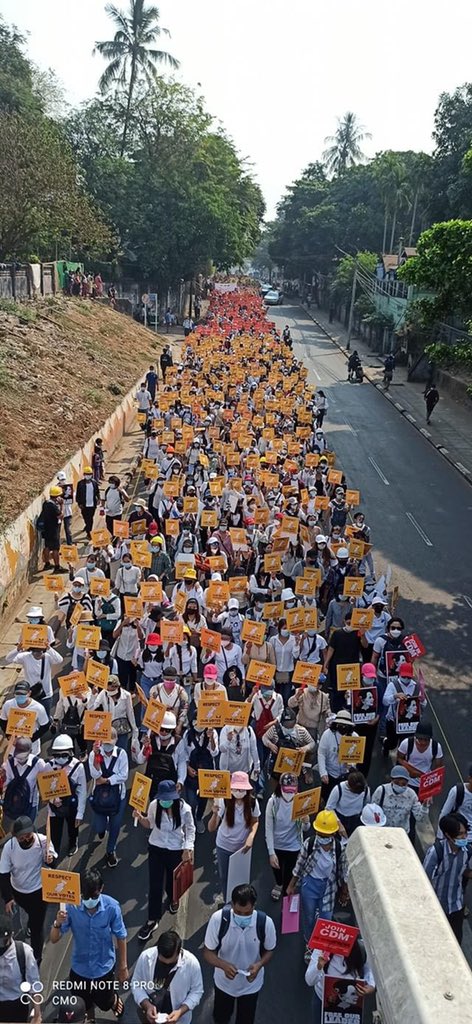 CoralEKAngel's tweet photo. All Economic students from Yangon University of Economic, Meiktila University and Monywar University are striking for Military coup. #WhatsHappeninglnMyanmar #21febcoup https://t.co/R8zKWNI9qH