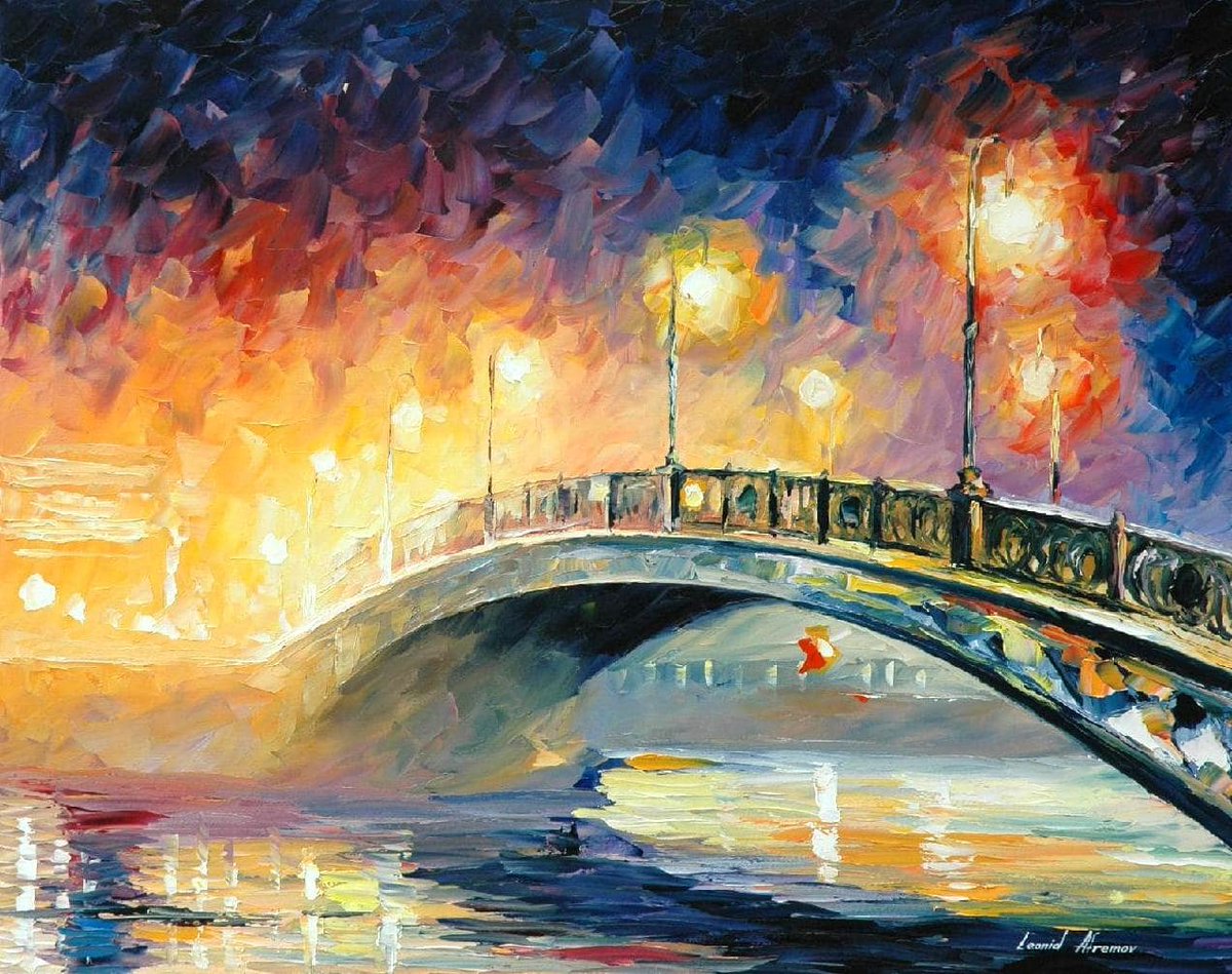 SammersDoc's tweet image. BRIDGE — PALETTE KNIFE Oil Painting On Canvas By Leonid Afremov afremov.com/bridge-palette…