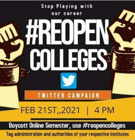 imsaim02's tweet photo. Open college
No more play with our carrier
#iitk #iitkanpur #Reopencolleges #iits #NarendraModi #rameshpokhriyal @DrRPNishank @narendramodi @DoRA_IITK @techkriti_iitk @IITKAA @IncubatorIITK
#Reopencolleges #Students #education #college https://t.co/5MKmxOVbOm