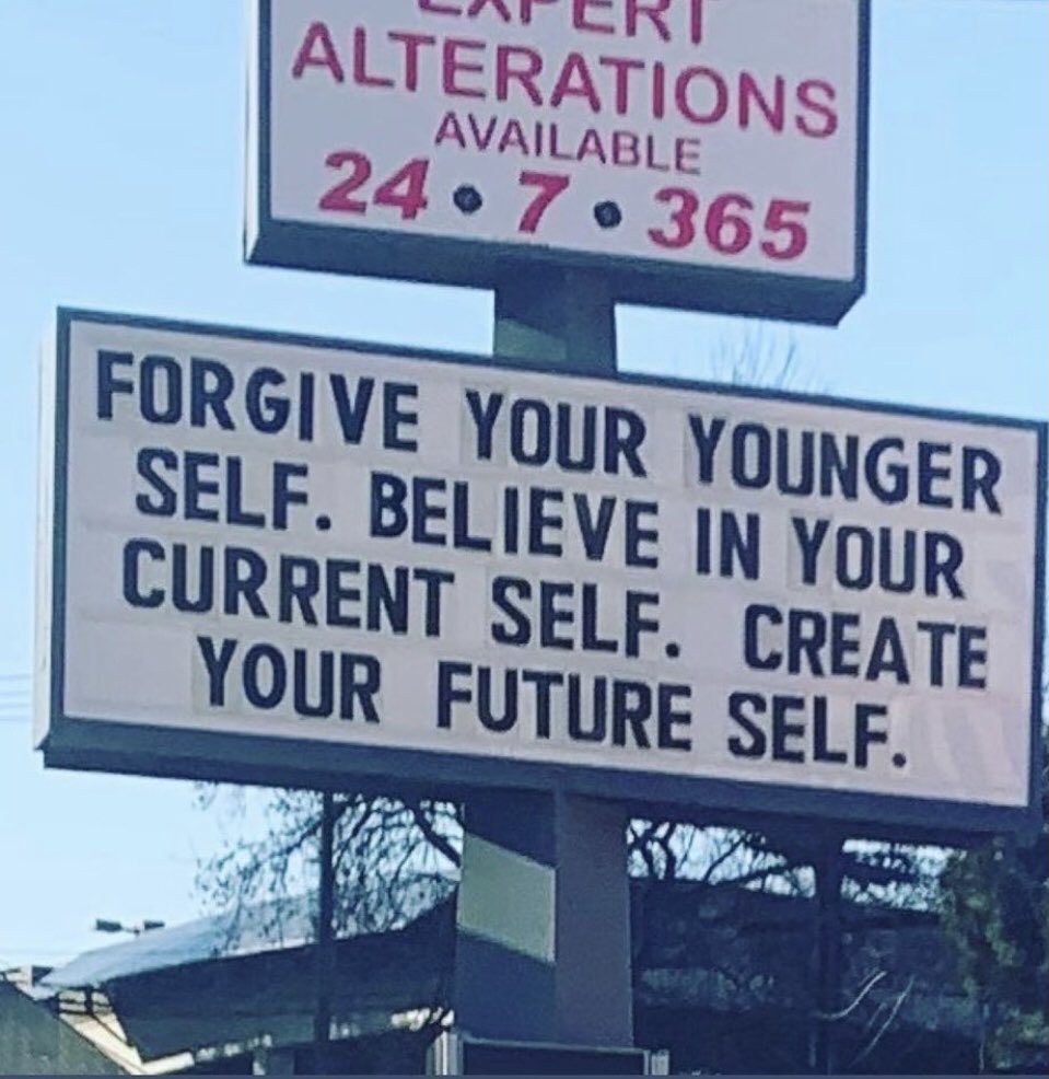 tkawaja's tweet photo. 100% this wisdom. 

And remember, if you’re not satisfied with who you are, alterations are available 24/7/355. https://t.co/63tRonrg9A