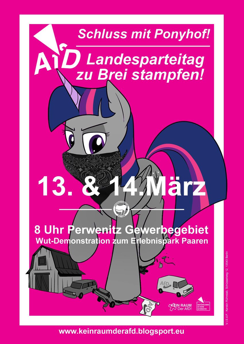 noafdberlin's tweet photo. ❌Schluss mit Ponyhof!
Im #ErlebnisparkPaaren soll der Landesparteitag der Berliner #AfD stattfinden! Kommt zu den Demonstrationen am 13. & 14. März nach #Paaren im Glien!
#KeinRaumderAFD!
8 Uhr, Haltestelle #Perwenitz Gewerbegebiet
Infos: https://t.co/4ZRIWqPeI8
#noAFD #noLPT https://t.co/a9vFd9UP2N