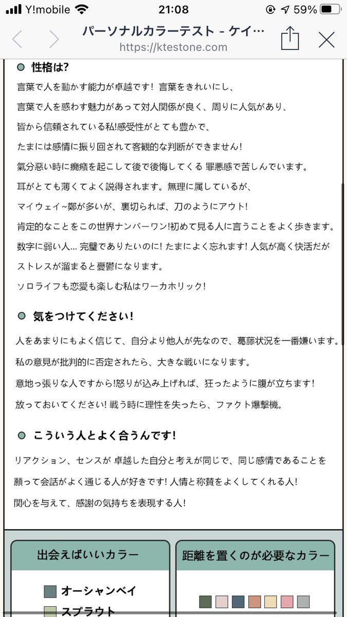 滝月 友達から送られてきた性格診断みたいなやつやったけどそんなことより翻訳が独特でそっちに気を取られる ファクト爆撃機ってなんだ
