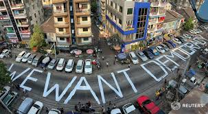 Myanmar's generals want to perpetuate their corrupt, repressive rule, but we know where Myanmar's people stand. This from a Yangon street, via <a href="/Reuters/">Reuters</a> <a href="/TostevinM/">Matthew Tostevin</a>.