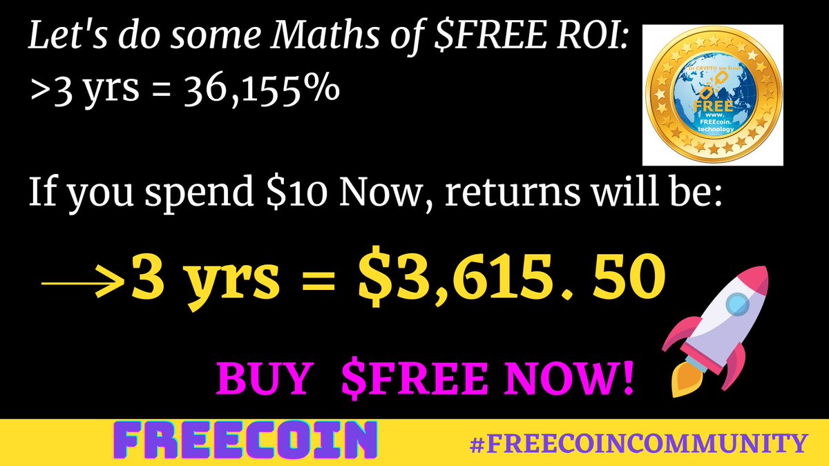 gracestrocio's tweet image. Mathematicians $Free peepz, based on historical data, this is your future upon investing $10 Now.
Hence, the more you invest now, the higher returns you will get! #FREECOIN is our Financial Freedom! #Freecommunity spread the good news. #FREEtheKingOfROI