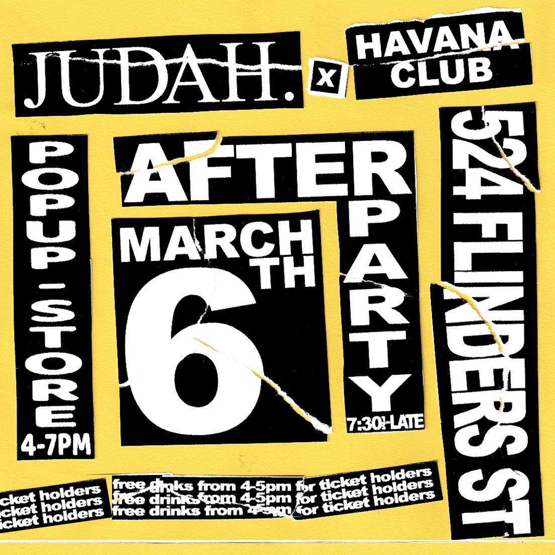 phatjudah's tweet photo. 💥 SAVE THE DATE 💥

WE HAVE JOINED FORCES WITH @havanaclub TO BRING YOU A STELLAR AND UNIQUE EXPERIENCE. 

POP UP STORE FOLLOWED BY A AFTER PARTY. 

FIRST RELEASE TICKETS GO LIVE TOMORROW 12PM (AEDT) 22/03/21 https://t.co/Q0YYtBgRbE