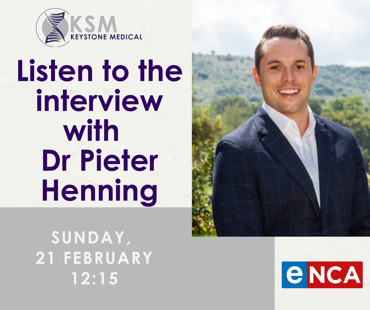 KeystoneMedSA's tweet photo. Tune in at 12:15 on eNCA (DSTV Channel 403) when Dr Pieter Henning talks about out-of-hospital procedures rising significantly  amid the Covid-19 pandemic. For more information visit https://t.co/pVcfXTYmXc https://t.co/2ZhMqgCHsU