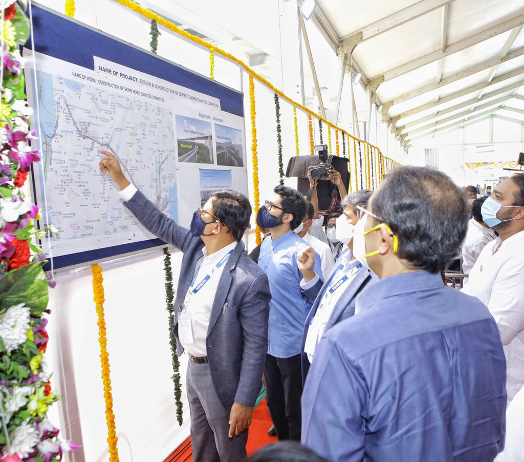 CMOMaharashtra's tweet photo. Mumbai is growing day by day, hence we need to look at tech enabled, systematic and sustainable development for the city stressed CM Uddhav Balasaheb Thackeray at the bhoomipujan of Worli-Sewri Connector &amp; inauguration of kalanagar flyover, cycle track &amp; smart parking at BKC. https://t.co/W5BvS2nj9u