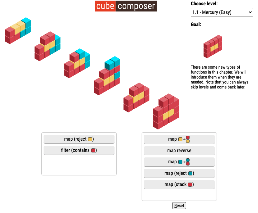 Learn Functional Programming Visually with "the cube composer"

This is really fun!

david-peter.de/cube-composer/