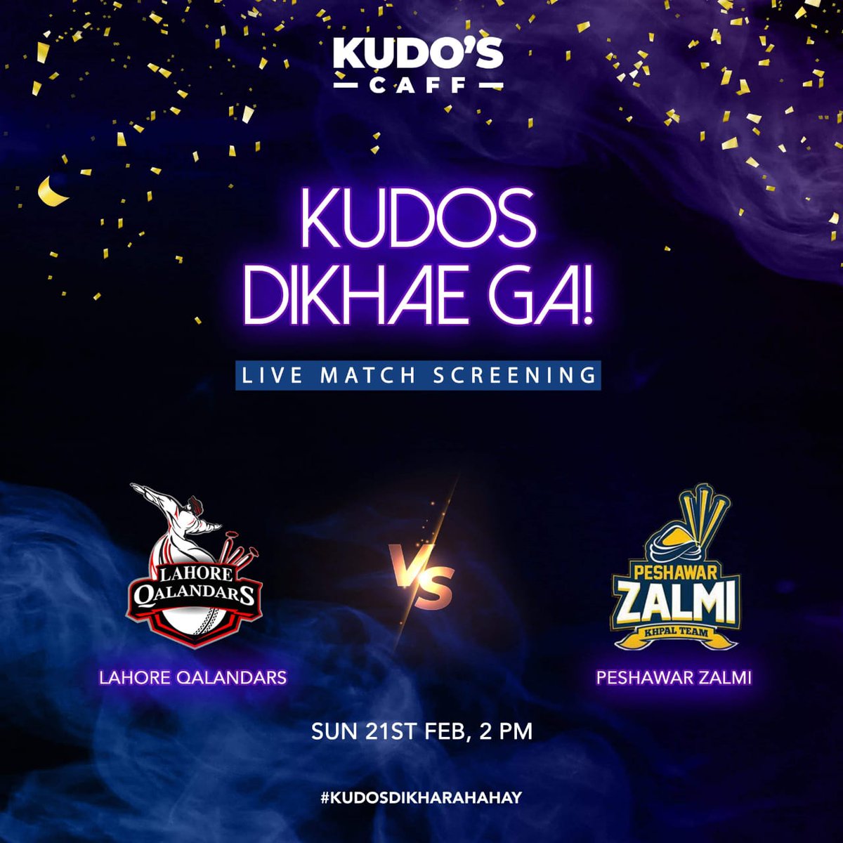 kudoscaff's tweet photo. Koi dikhae na dikhae, Kudo's dikhaega! 

Lahore Qalandars vs Peshawar Zalmi. Who takes the dub? 

#Kudosdikhaega #Pslpawry https://t.co/6nEn44ASK8