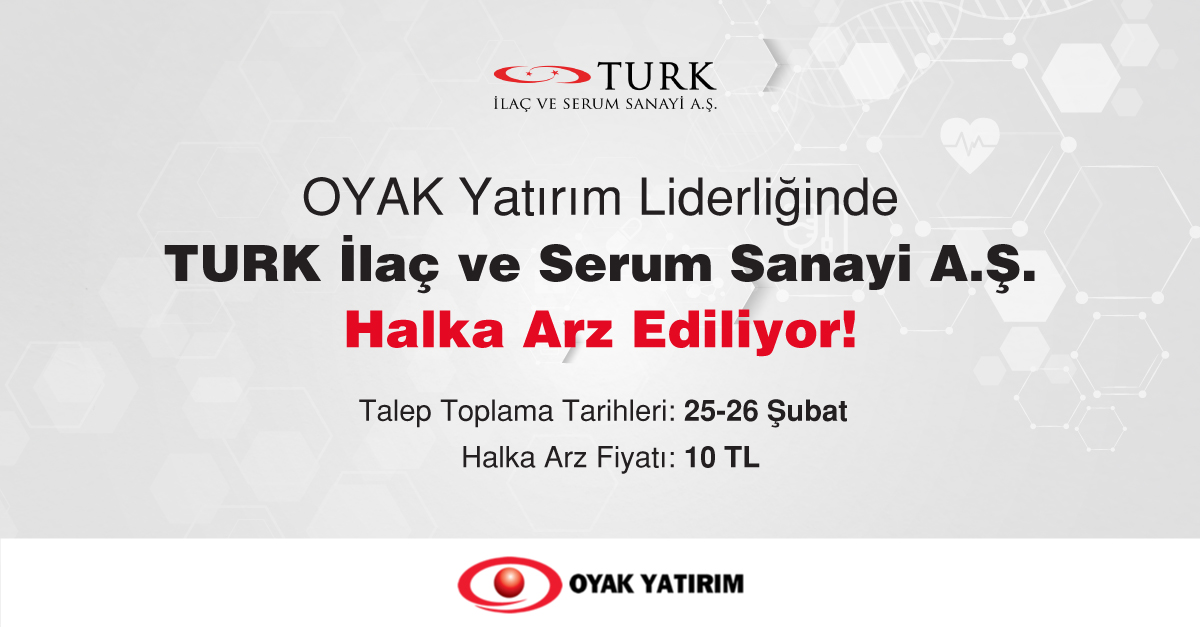 OyakYatirim's tweet photo. OYAK Yatırım Liderliğinde TURK İlaç ve Serum Sanayi A.Ş. Halka Arz Ediliyor! Talep toplama tarihleri: 25-26 Şubat 2021
Detaylı bilgi ve başvuru için tıklayın: https://t.co/p26yjFi5GH

#TURKİlac #TRILC #OYAKYatırım #Halkaarz https://t.co/cEwz179G0A