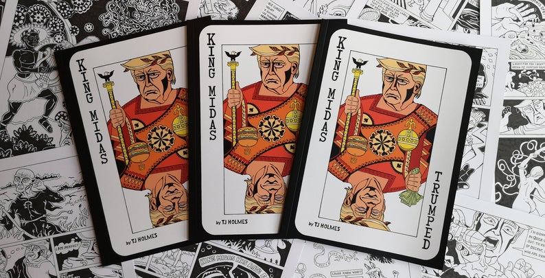 BlastFromCast's tweet photo. And if you fancy some political art, check out TJ's graphic novel work @MidasTrump

Over on Etsy we're offering a sale: https://t.co/m0zn0XvyY1

1 copy for £5
2 copies for £8
3 copies for £10.50

Free P&amp;P 

#UKGiftHour 
#Etsy
#Trump
#GraphicNovel 
#Comic
#Art https://t.co/QJmoS14g3S