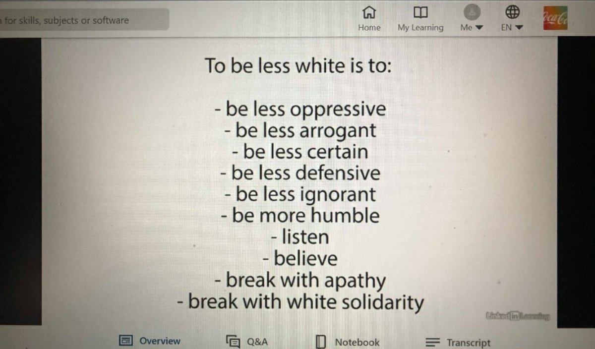 As much as I hate racism, associating "whiteness" with bad behaviors is racism itself. How could we confront racism by racism?  #coketraining