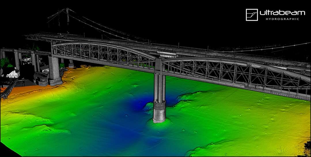 A very interesting perspective of the Royal Albert Bridge.

Our surveyors were working in the area and decided to use the bridges as a laser and multibeam sonar calibration site.