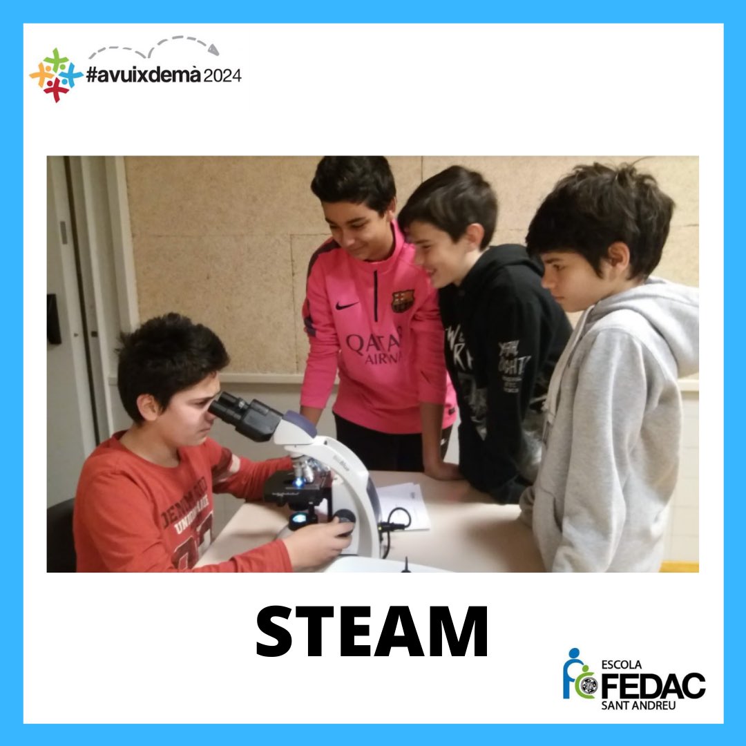 FEDACSantAndreu's tweet photo. STEAM: De la mà de la tecnologia, l’anglès i les matemàtiques, els alumnes avancen en una sèrie de reptes de manera col•laborativa. Aprenen a treballar en equip en un entorn com el que es trobaran a la vida professional. 

#latevaescola #avuixdemà2024 #escolainnovadora https://t.co/icImIHLoO0