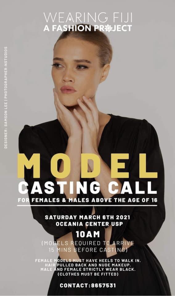 WearingFiji's tweet photo. #ModelCasting March 6th details in poster 👇🏾 #Modelauditions #TeamFiji #FijiModels #MadeInFiji #Fiji #Models https://t.co/mN2uqlkTXb
