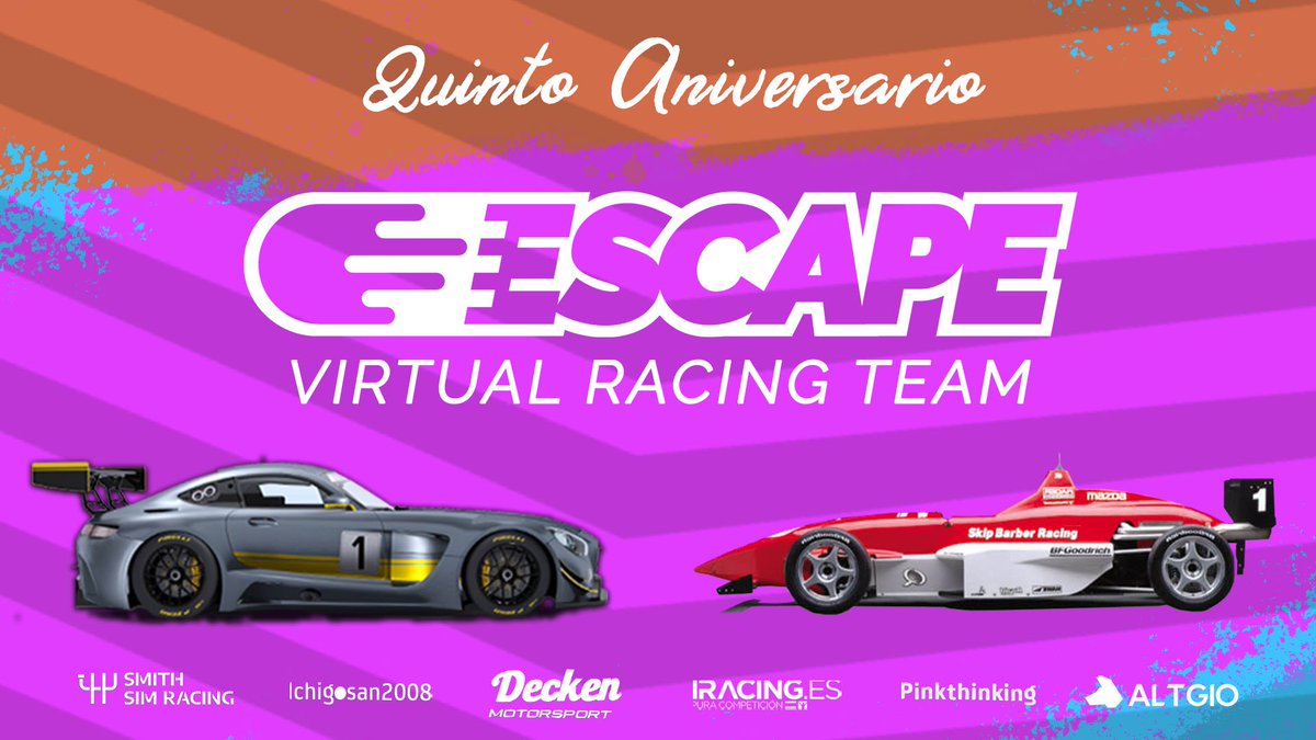 Esta tarde a las 5 estaremos en directo con el 2x1 del 5° aniversario de @EscapeVRT 2 carreras en 1 directo, la 1a con el skip barber en Oran Park y la 2a el gt3 en Road America, y todo esto acompañado de <a href="/sademilio/">PinkThinking</a> en cabina.

Enlace de la retransmisión:
youtu.be/itEt00ULev4