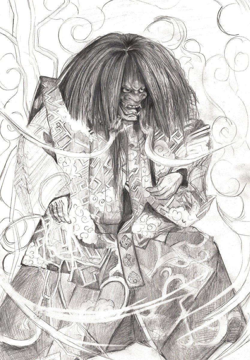 息抜き絵 偏頭痛で気分が下がったので好きな土蜘蛛を描きました 能が好きと 蓮実 汀彩 Nagisa Hasumi の漫画