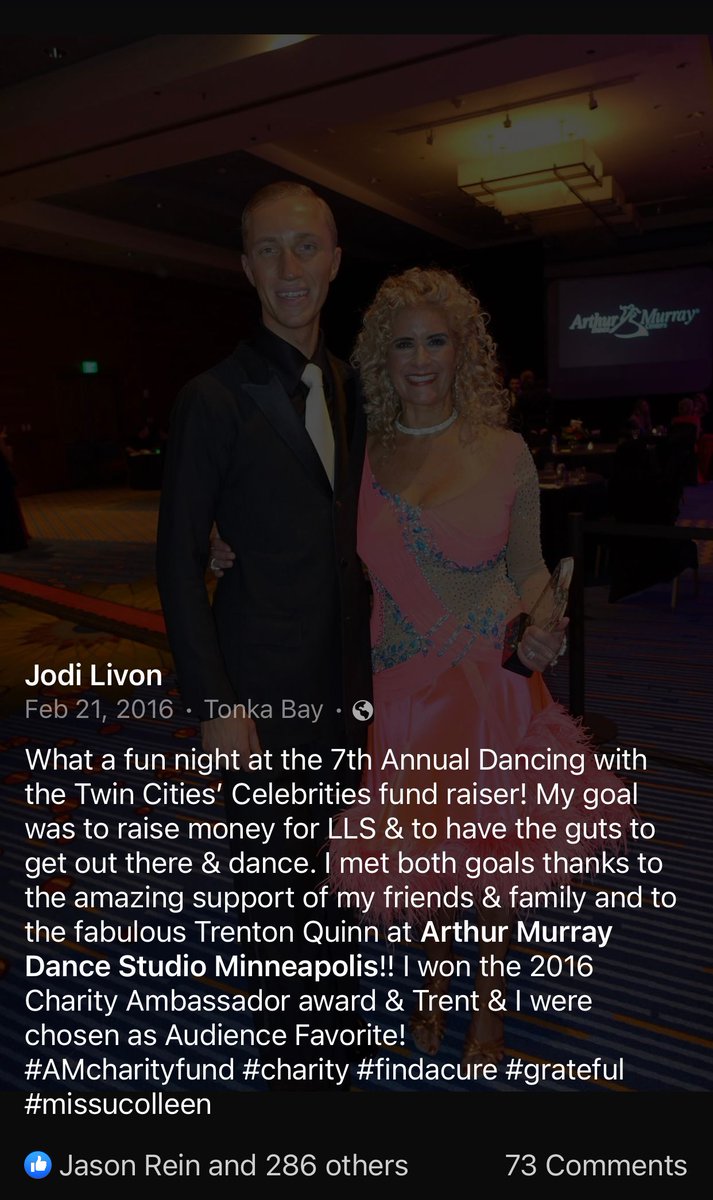 JodiLivon's tweet photo. Five years ago I did something to help me through the loss of a good friend &amp; 2 raise 
$$$ for an amazing cause. 
#DANCE #fundraising ￼￼#forColleen #formydad #dancingwiththetwincitiescelebs https://t.co/lEXxA3JyLr