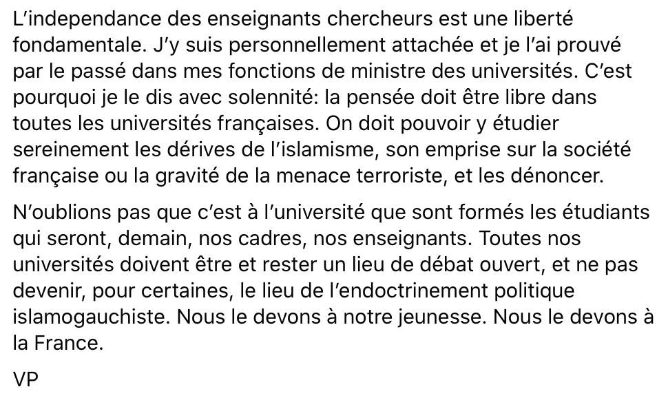 SoyonsLibres's tweet photo. #Islamogauchisme : "Oui, les courants de pensées islamo-gauchistes sont puissants dans l’université française (...) Il ne faut pas détourner les yeux". 

➡️https://t.co/gjxDGD8Awn

L'ancienne ministre des universités, @vpecresse, livre son analyse ici⤵️ https://t.co/98bSXkIFXo