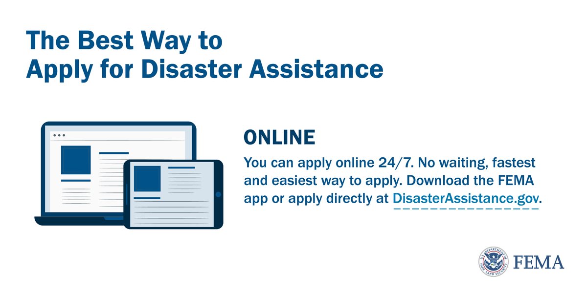 Texas: If you were affected by the winter storm, apply for assistance. If uninsured, apply online at DisasterAssistance.gov. If you have insurance, file a claim with them first &amp; then apply to FEMA. We can't duplicate benefits if you received insurance from your provider first.